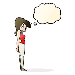 cartoon pretty woman  with thought bubble
