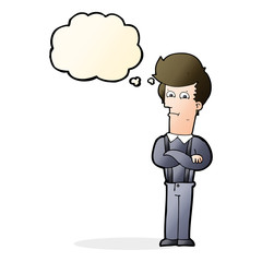 cartoon annoyed man with thought bubble