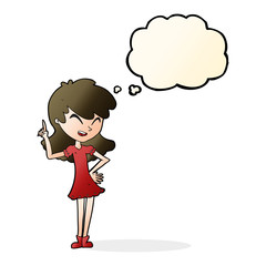 cartoon girl making point with thought bubble