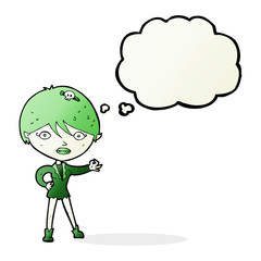 cartoon vampire girl with thought bubble