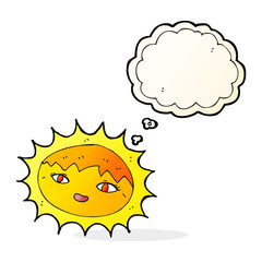 cartoon pretty sun with thought bubble