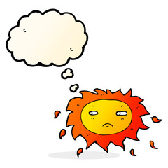 cartoon sad sun with thought bubble