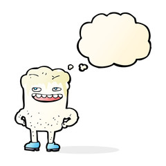 cartoon bad tooth with thought bubble