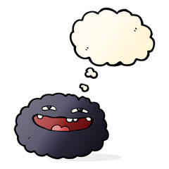 happy cartoon cloud with thought bubble