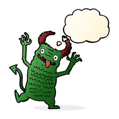 cartoon demon with thought bubble