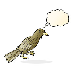 cartoon crow with thought bubble