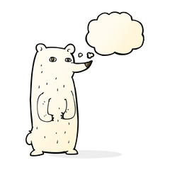 funny cartoon polar bear with thought bubble