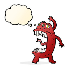 cartoon crazy monster with thought bubble