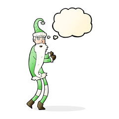 cartoon santa claus with thought bubble