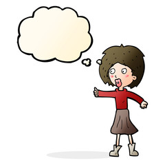 cartoon woman  with thought bubble