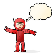 Fototapeta premium cartoon space man with thought bubble