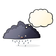 cartoon rain cloud with thought bubble