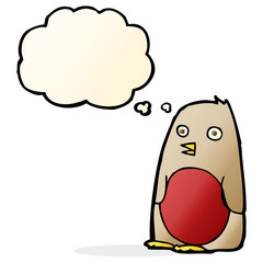 cartoon robin with thought bubble