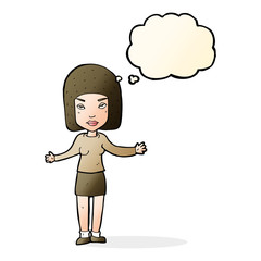 cartoon annoyed woman with thought bubble