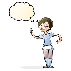 cartoon waitress taking order with thought bubble