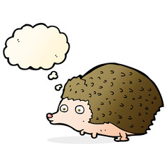 cartoon hedgehog with thought bubble