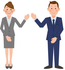ビジネスマンとビジネスウーマン　男女　案内