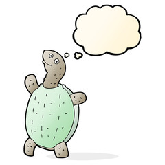 cartoon happy turtle with thought bubble