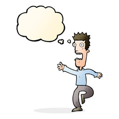 cartoon shrieking man with thought bubble