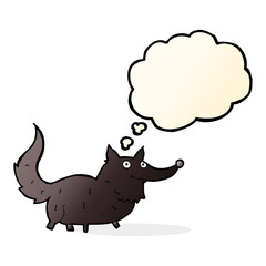 cartoon little dog with thought bubble