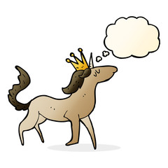 cartoon unicorn with thought bubble