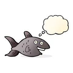 Gordijnen cartoon fish with thought bubble © lineartestpilot