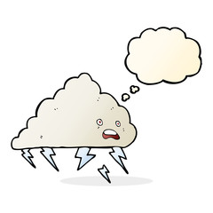 cartoon thundercloud with thought bubble