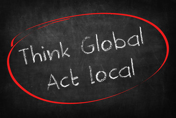 Think global act local words on Blackboard