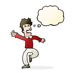 cartoon man panicking with thought bubble