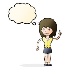 cartoon woman with idea with thought bubble