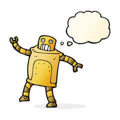 cartoon robot with thought bubble