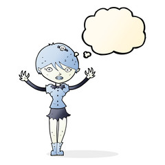 cartoon vampire girl with thought bubble