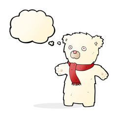 cartoon cute polar bear with thought bubble