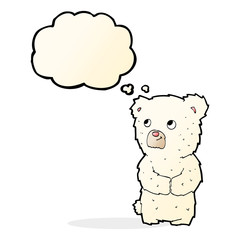 cartoon polar bear cub with thought bubble