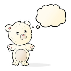 cartoon funny teddy bear with thought bubble