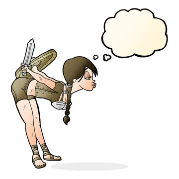 recommend clip art: cartoon viking girl bowing with thought bubble