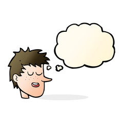 cartoon happy boy face with thought bubble