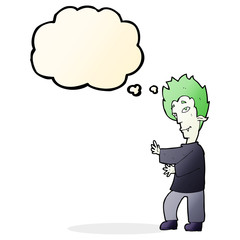 cartoon vampire with thought bubble