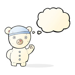 cartoon polar bear cub with thought bubble