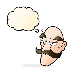 cartoon old man face with thought bubble
