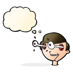 Obraz premium cartoon excited boy's face with thought bubble