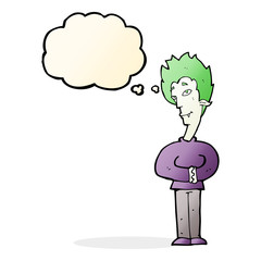 cartoon vampire with thought bubble