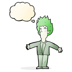 cartoon vampire with thought bubble