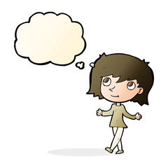Obraz premium cartoon girl with no worries with thought bubble
