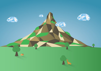 Low Poly Mountain Background ; Vector Illustrator