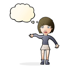 cartoon surprised woman with thought bubble