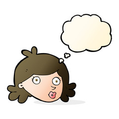 cartoon pretty face with thought bubble