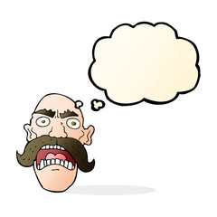 cartoon angry old man with thought bubble
