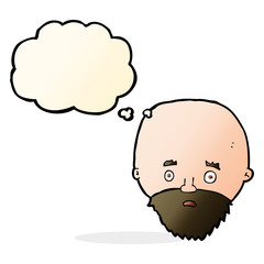cartoon shocked man with beard with thought bubble