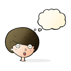 cartoon surprised boy with thought bubble